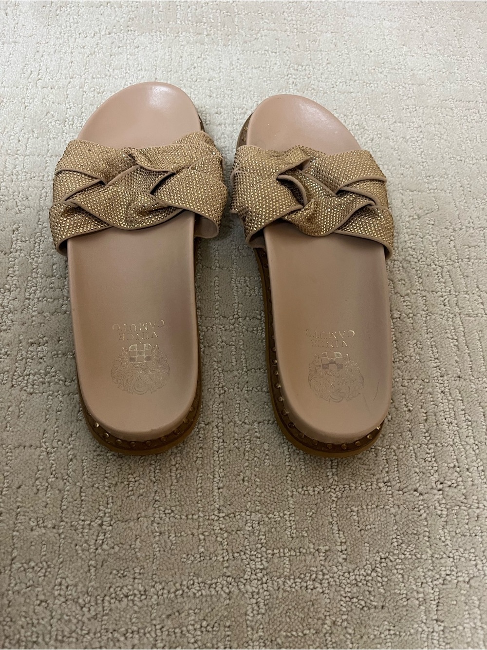 Vince Camuto Metallic Tan Braided Slide Sandals women’s size 8M - Picture 3 of 5